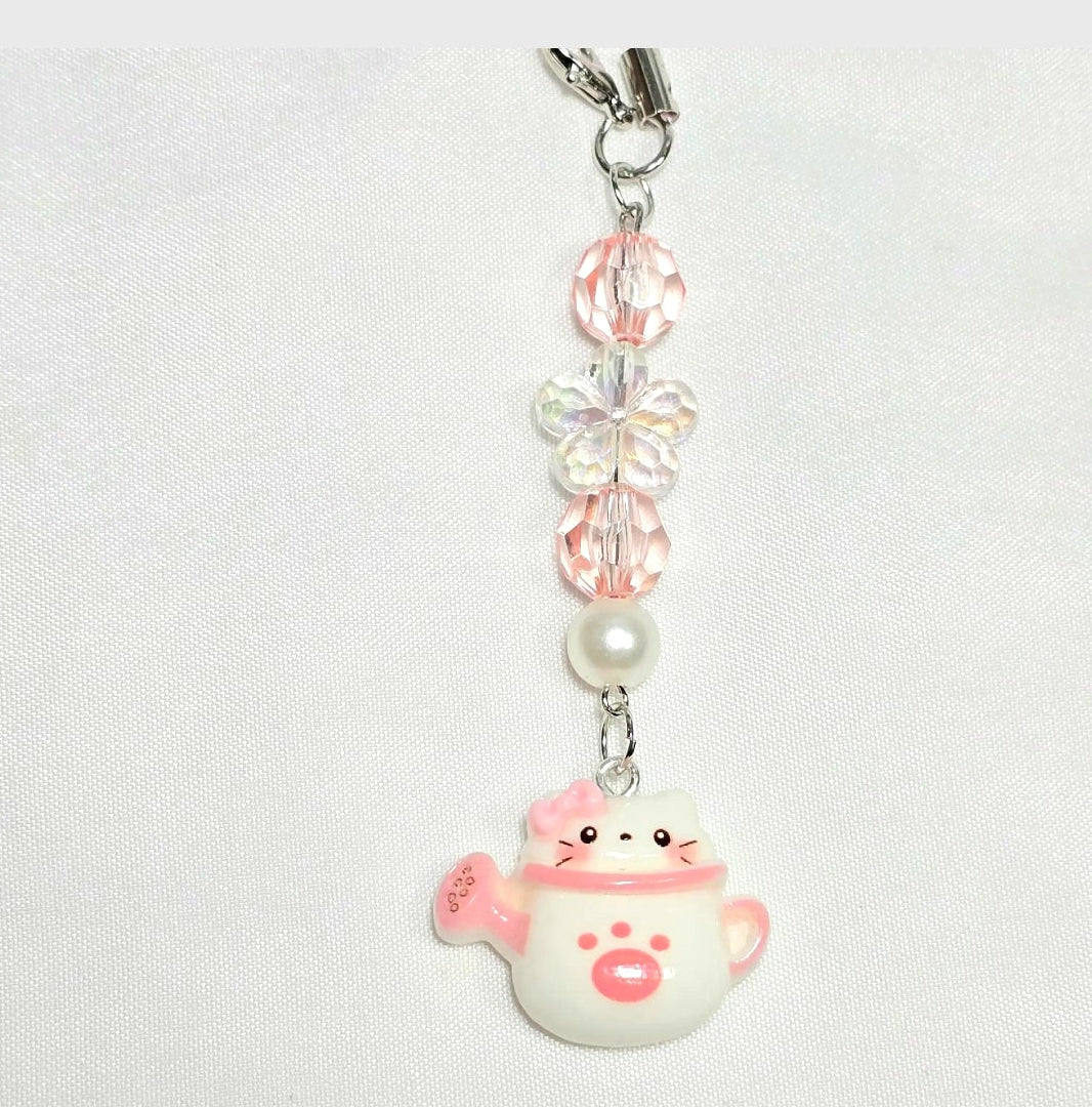 Whimsical Kawaii Hello Kitty Resin Pastel Pink Cute Girly Giftable Keychain or Phone Bag Charm