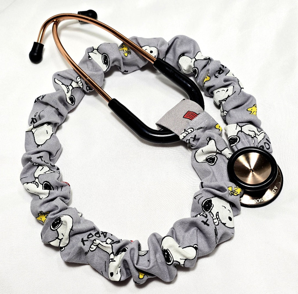 Handmade Gray Snoopy Peanuts Stethoscope Sleeve Cover- Cotton Accessory. Nurse's Doctor's RT'S gift