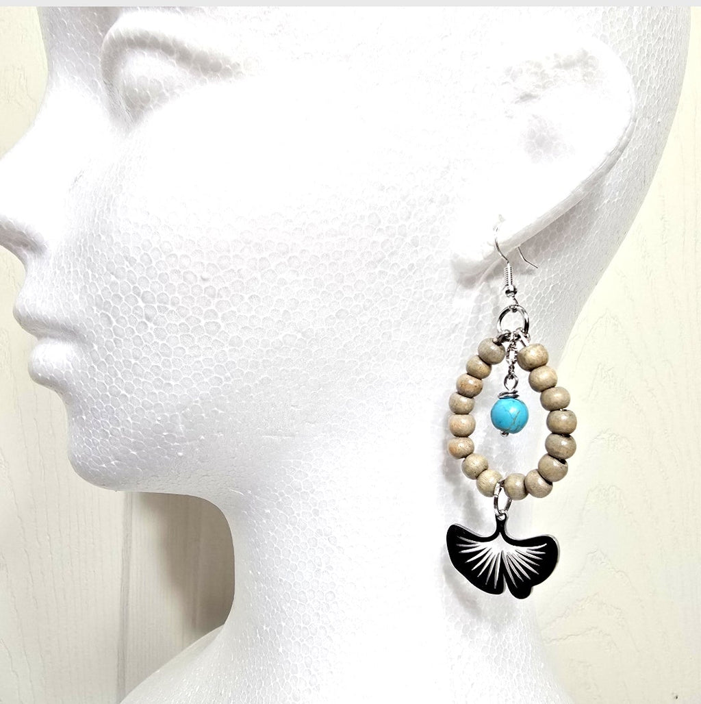 Bohemian Botanical Earthy Beaded Hoop Earrings