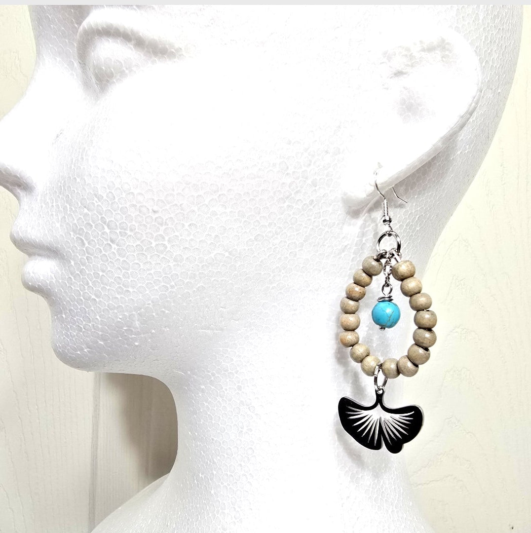 Bohemian Botanical Earthy Beaded Hoop Earrings