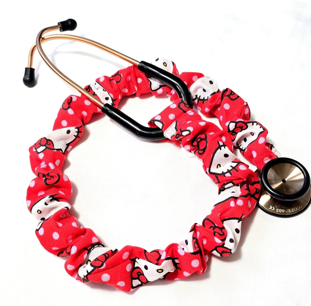 Handmade Cotton Hello Kitty Washable Stethoscope Sleeve Cover. Nurse's Gift Idea