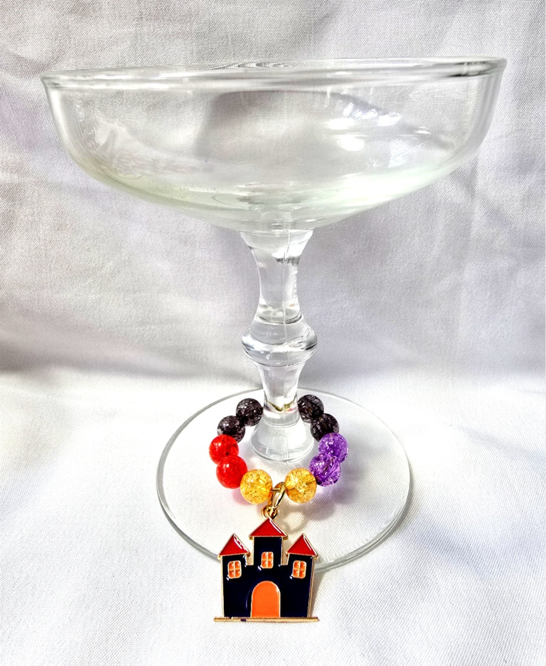 Set of 8 Colorful Halloween-themed Beaded Wine Glass Charms: Halloween Party Decor