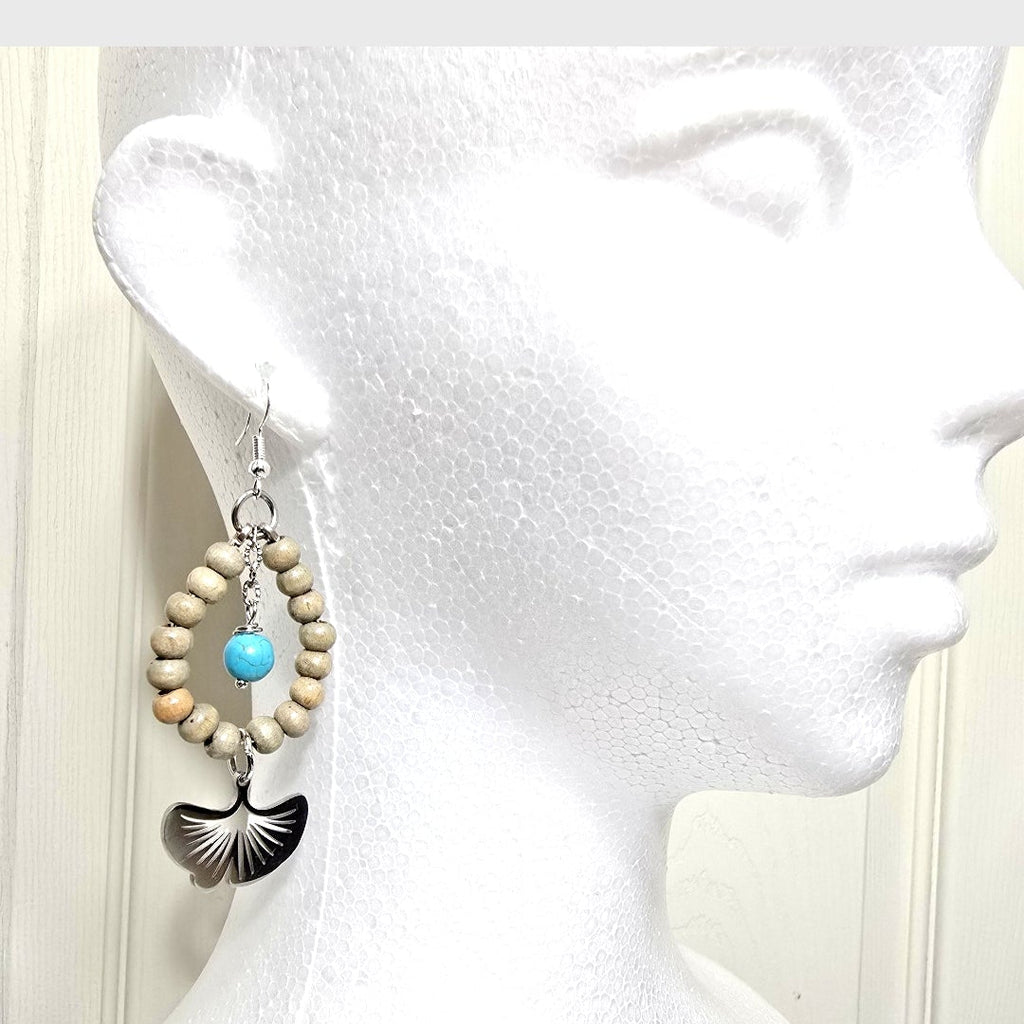 Bohemian Botanical Earthy Beaded Hoop Earrings