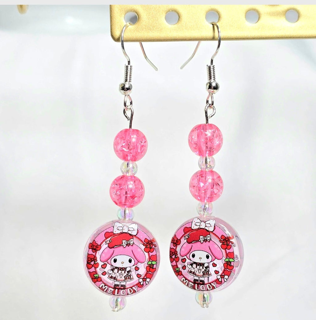 My Melody pink beaded dangling drop  earrings