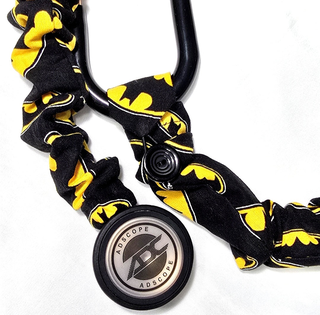 Handmade Black Batman Superhero Stethoscope Sleeve: Colorful Washable Cotton Cover