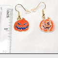 Mismatched Halloween Jack-O'- Lantern Whimsical  Drop Earrings