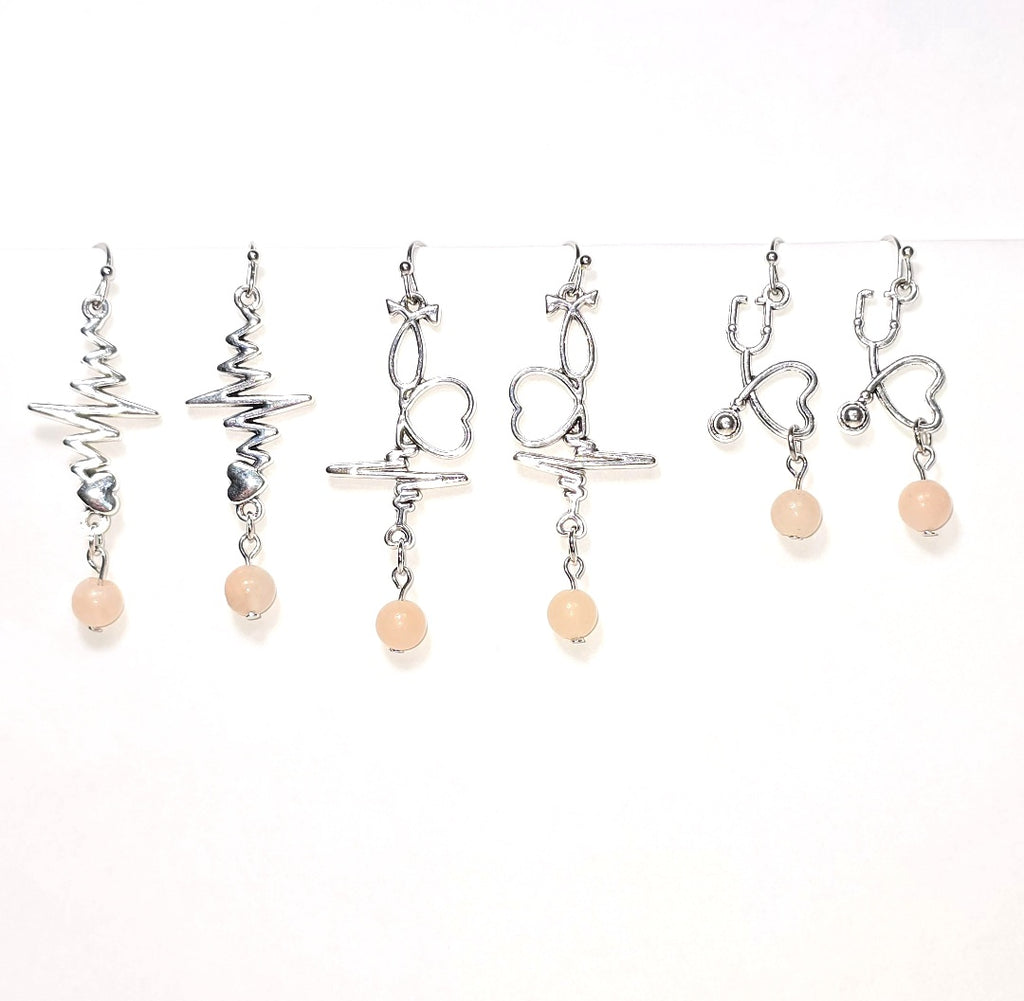 Healthcare Professionals,  Nurse's Gift Idea under 50 dollars. Adventurine Beaded Drop Earrings