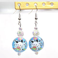 Pochacco blue beaded dangling drop  earrings