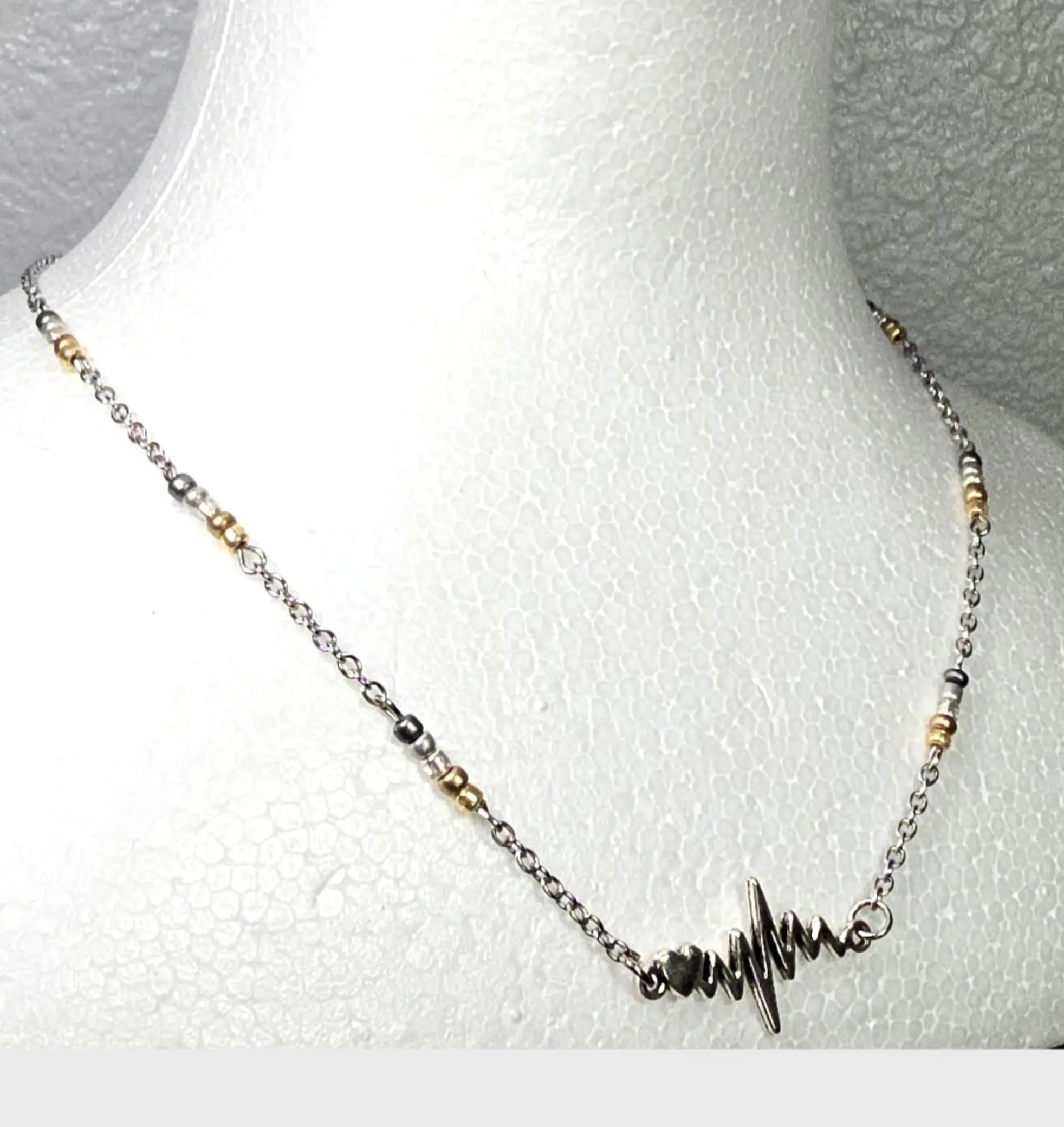 Nurse's Gift Under 50 dollars. Heartbeat EKG Pulse minimalist necklace