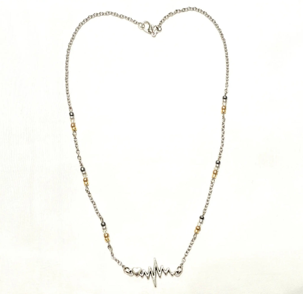 Nurse's Gift Under 50 dollars. Heartbeat EKG Pulse minimalist necklace