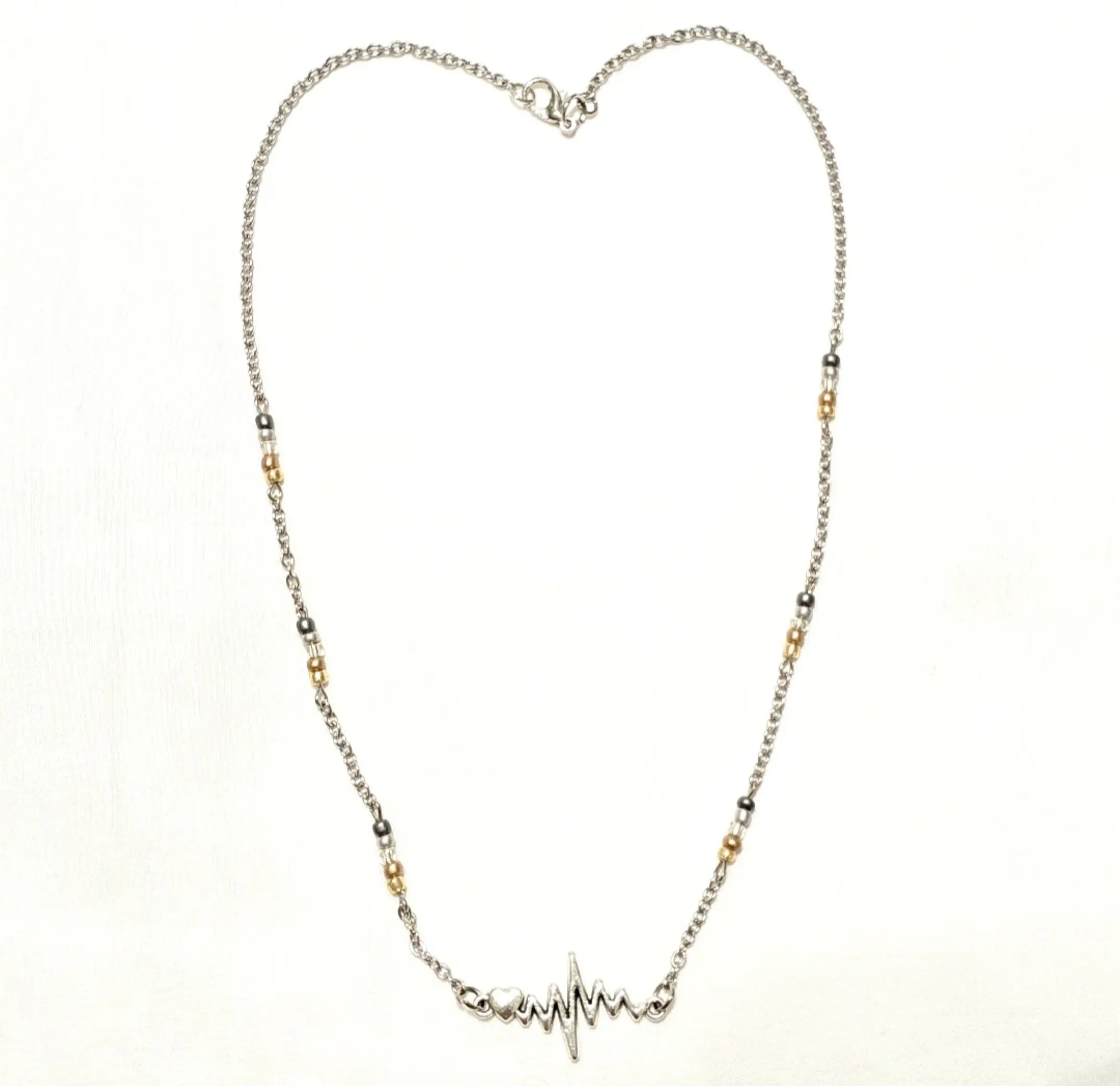 Nurse's Gift Under 50 dollars. Heartbeat EKG Pulse minimalist necklace