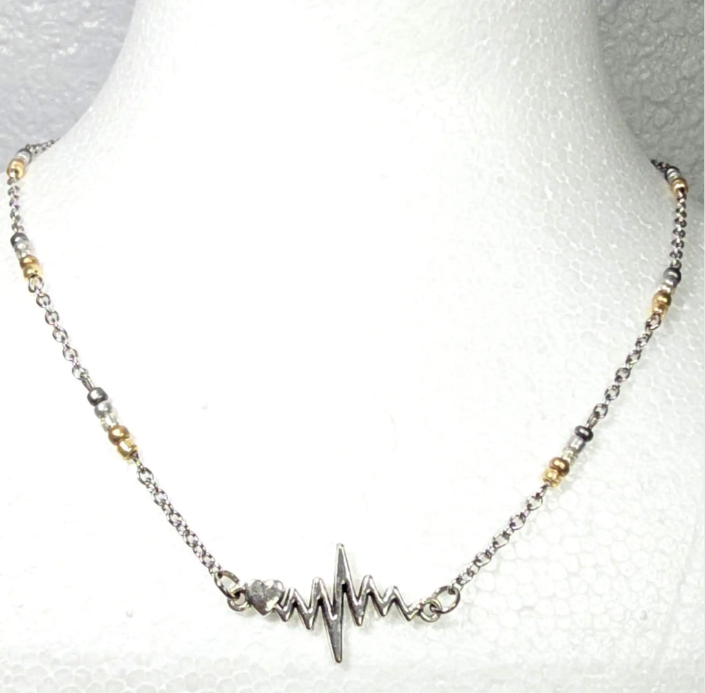 Nurse's Gift Under 50 dollars. Heartbeat EKG Pulse minimalist necklace