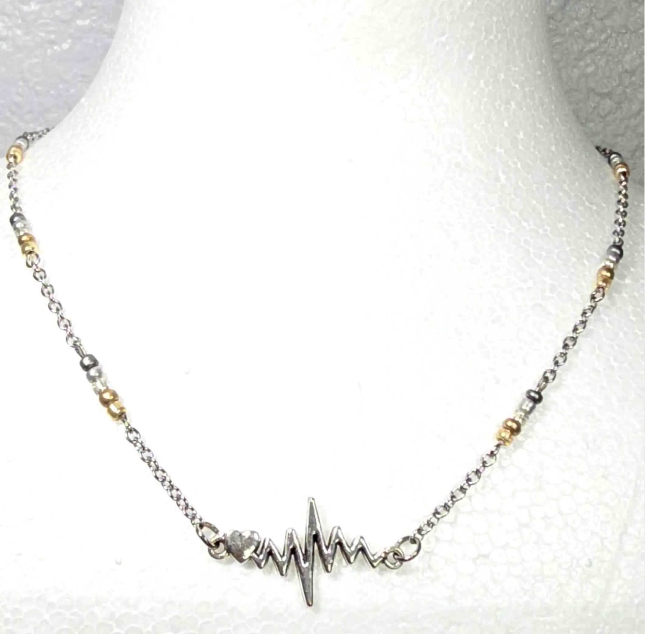 Nurse's Gift Under 50 dollars. Heartbeat EKG Pulse minimalist necklace