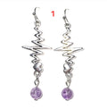 Nurse's Gift. Healthcare Professionals:  Amethyst Dangling Earrings. Heartbeat  EKG, Stethoscope