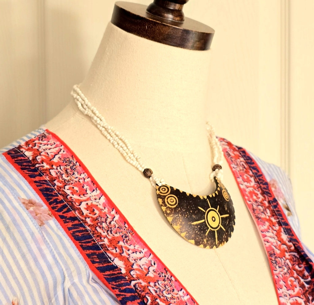 Natural Earthy Coastal Boho Beach Classic Statement Unique One of A Kind Shell Necklace