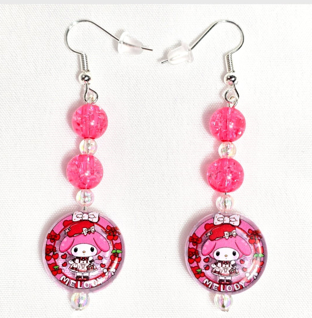 My Melody pink beaded dangling drop  earrings