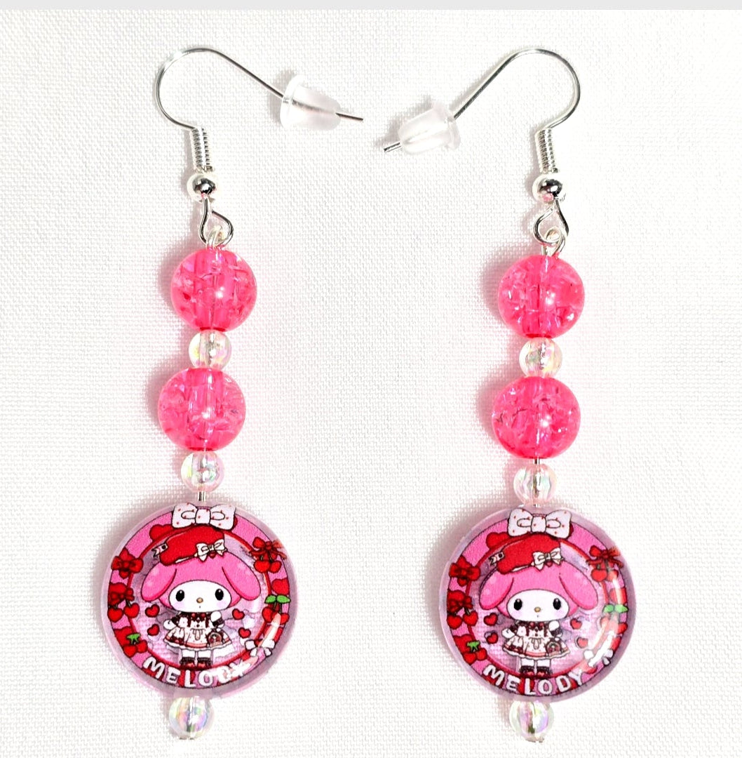 My Melody pink beaded dangling drop  earrings