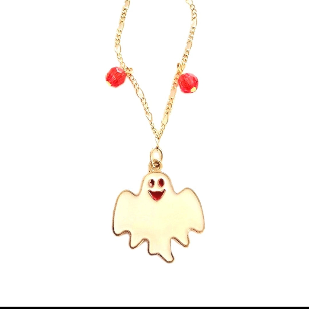 Handmade Enamel Ghost Halloween Spooky Necklace