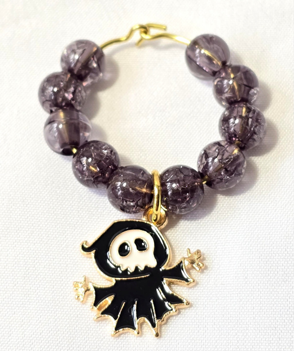 Set of 8 Colorful Halloween-themed Beaded Wine Glass Charms: Halloween Party Decor
