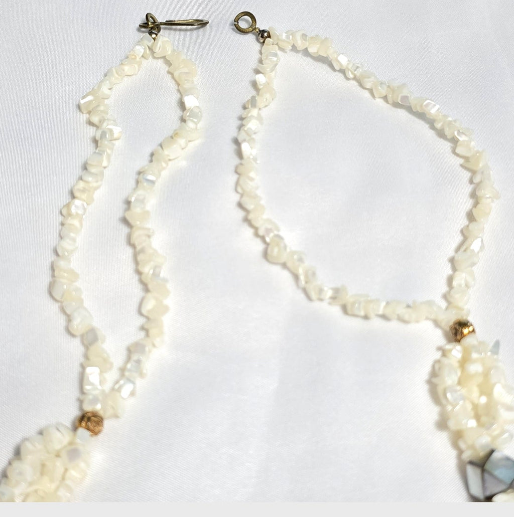 Natural Mother of Pearl Shell Boho Beachy Classic Statement Unique One of A Kind Chunky Necklace