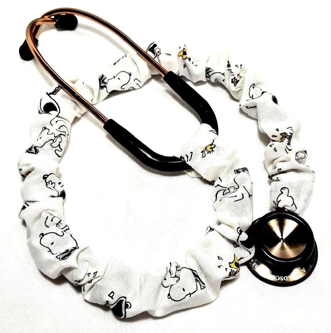 Handmade White Snoopy Peanuts Stethoscope Sleeve Cover - Cotton Accessory. Nurse's Doctor's RT'S gift