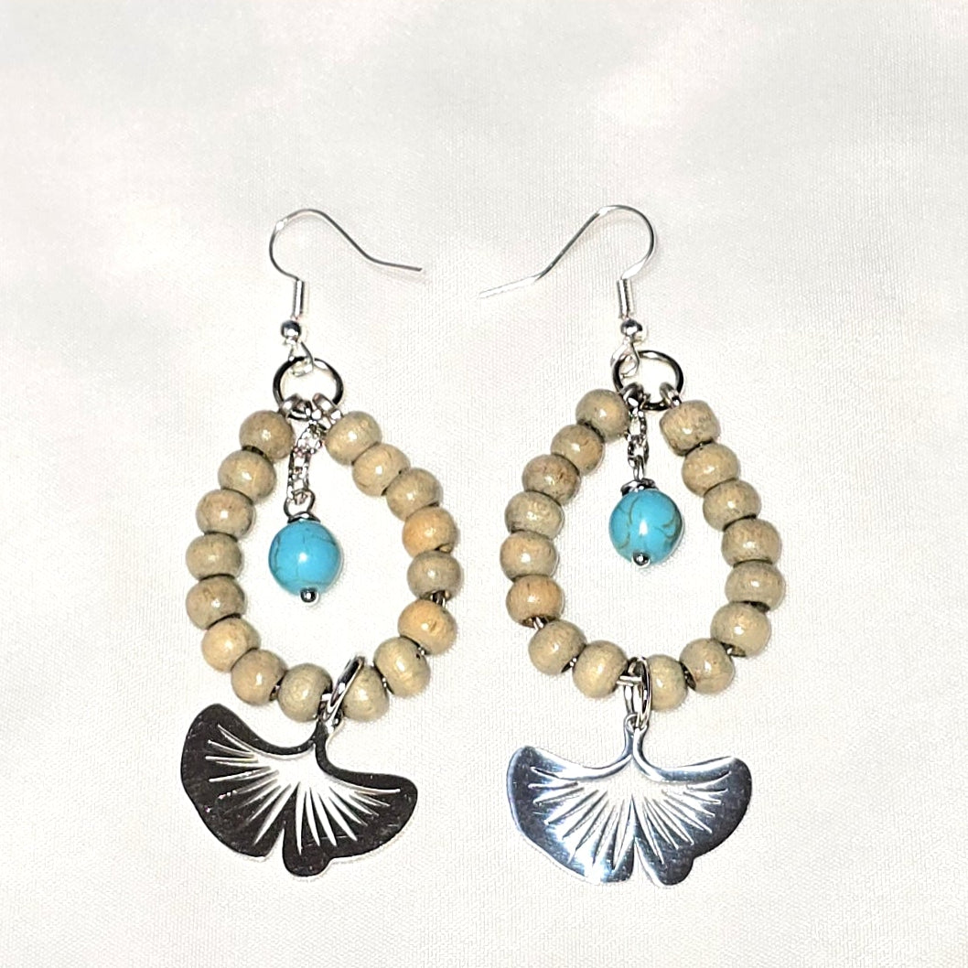 Bohemian Botanical Earthy Beaded Hoop Earrings