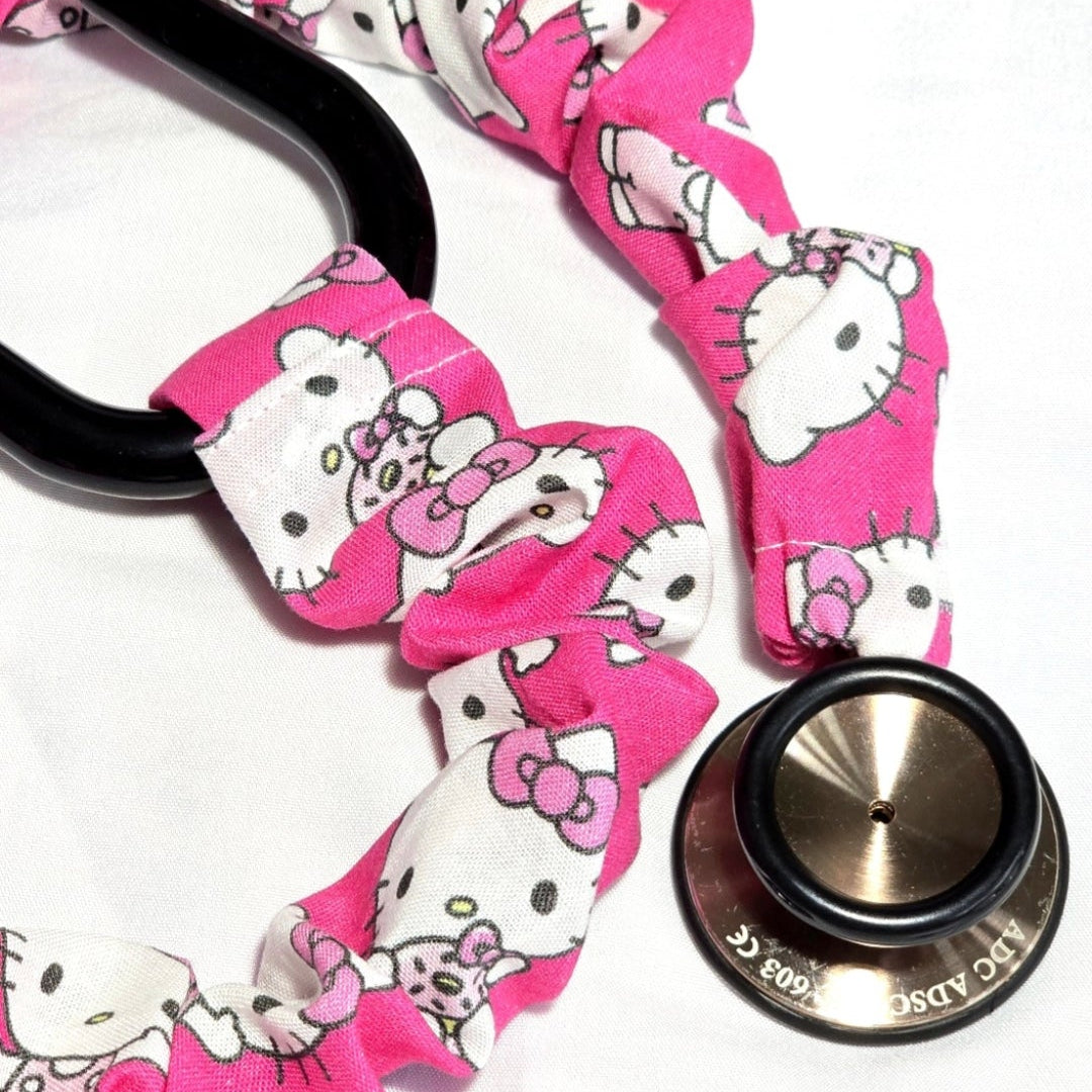 Handmade Pink Cotton Hello Kitty Washable Stethoscope Sleeve Cover. Doctor's,  RT's,  Nurse's Gift