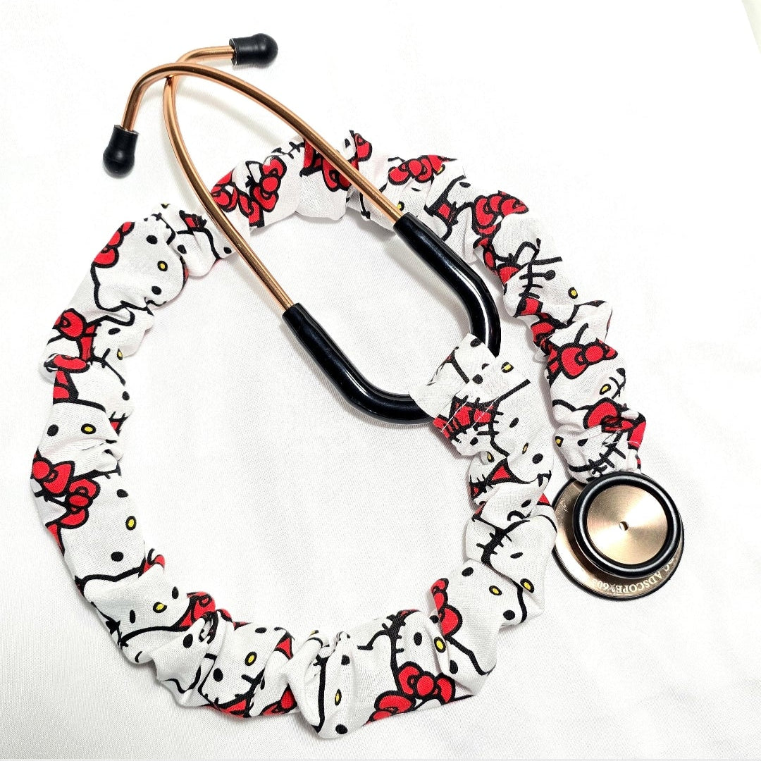 Handmade Red Cotton Hello Kitty Washable Stethoscope Sleeve Cover. Nurse's , Doctor's,  Rat's Gift Idea
