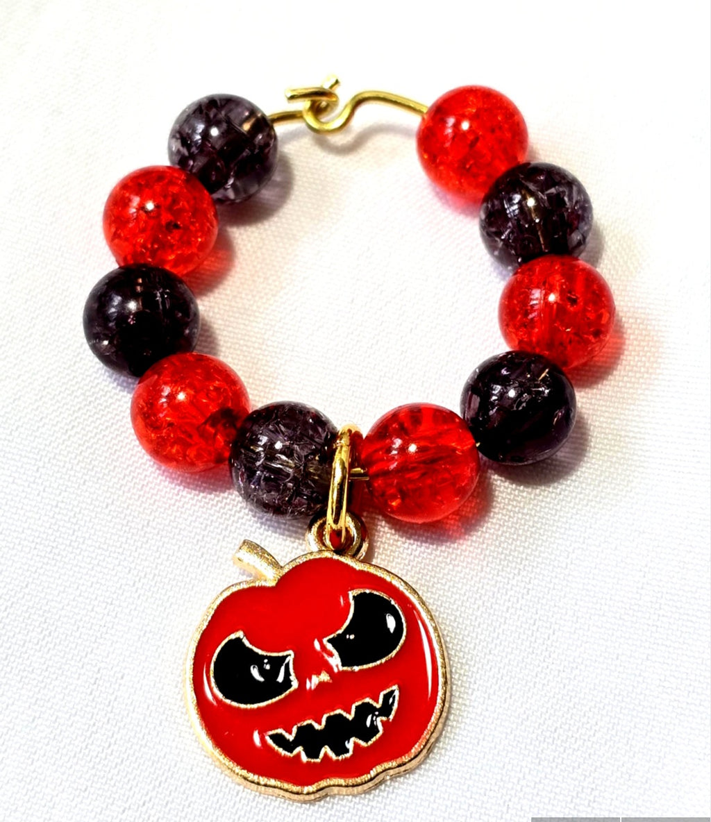 Set of 8 Colorful Halloween-themed Beaded Wine Glass Charms: Halloween Party Decor