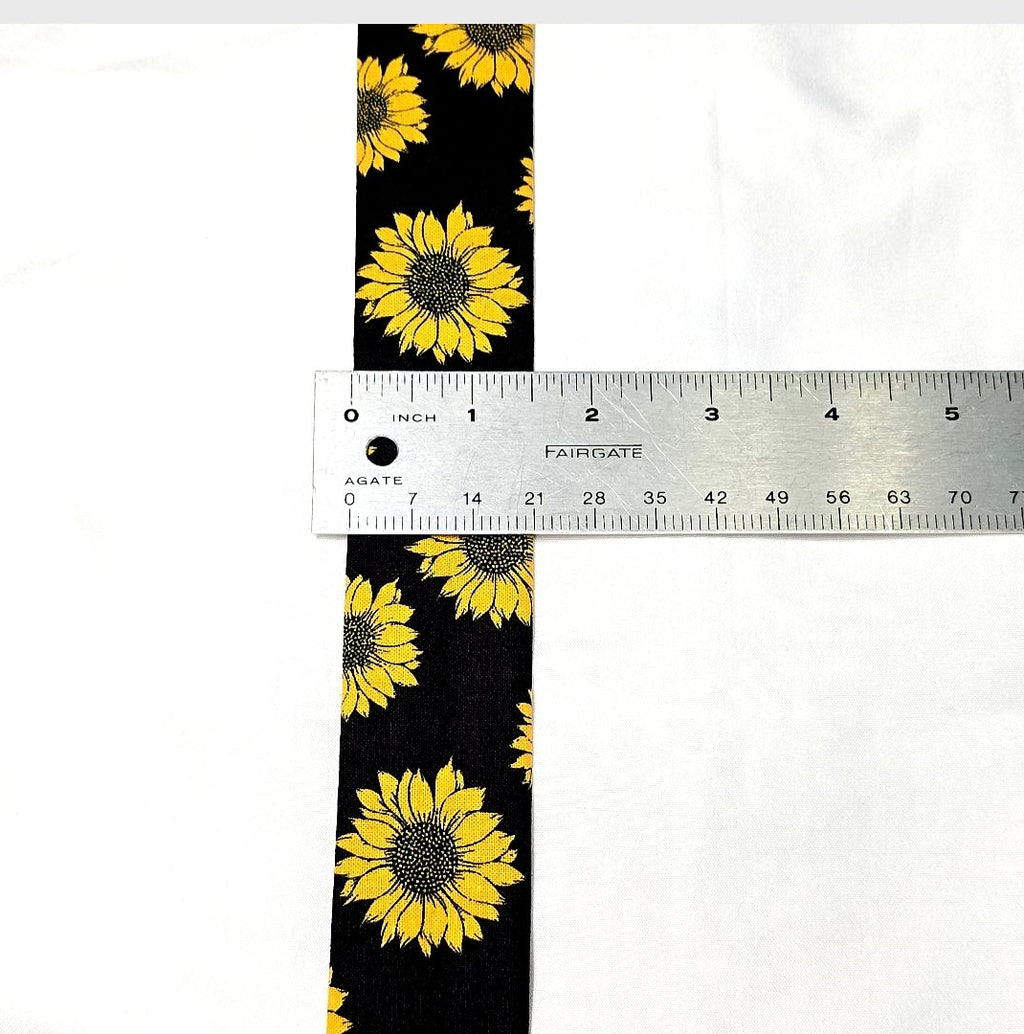 Sunflower Print Stethoscope Cover Scrunchie - Black & Yellow