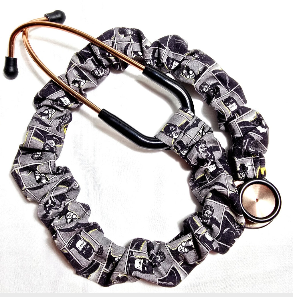Handmade Gray Batman Superhero Stethoscope Cover: Washable, Cotton, Protective, Unisex, Best Nurse Gift Idea