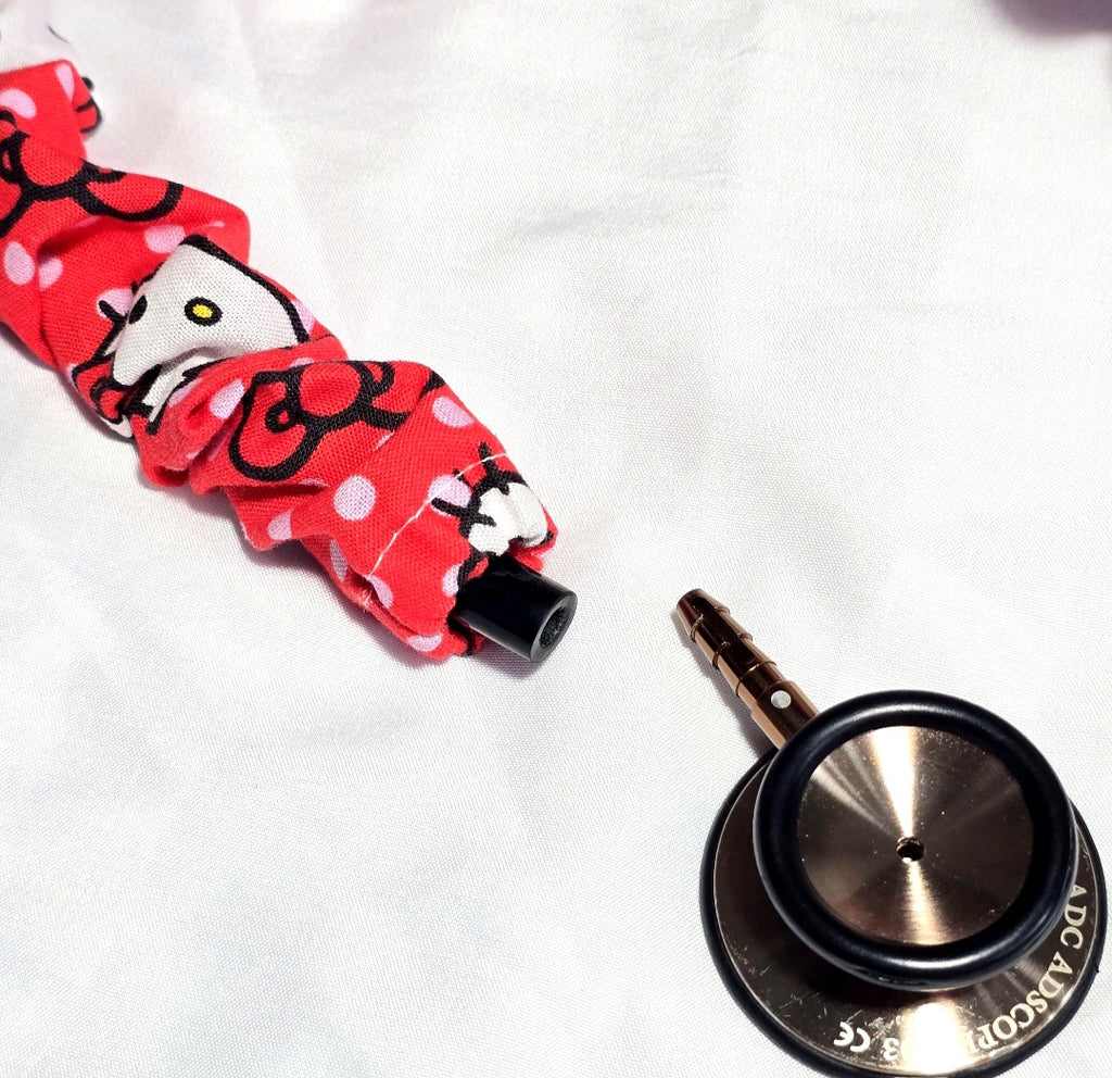 Handmade Red Cotton Hello Kitty Washable Stethoscope Sleeve Cover. Nurse's , Doctor's,  Rat's Gift Idea