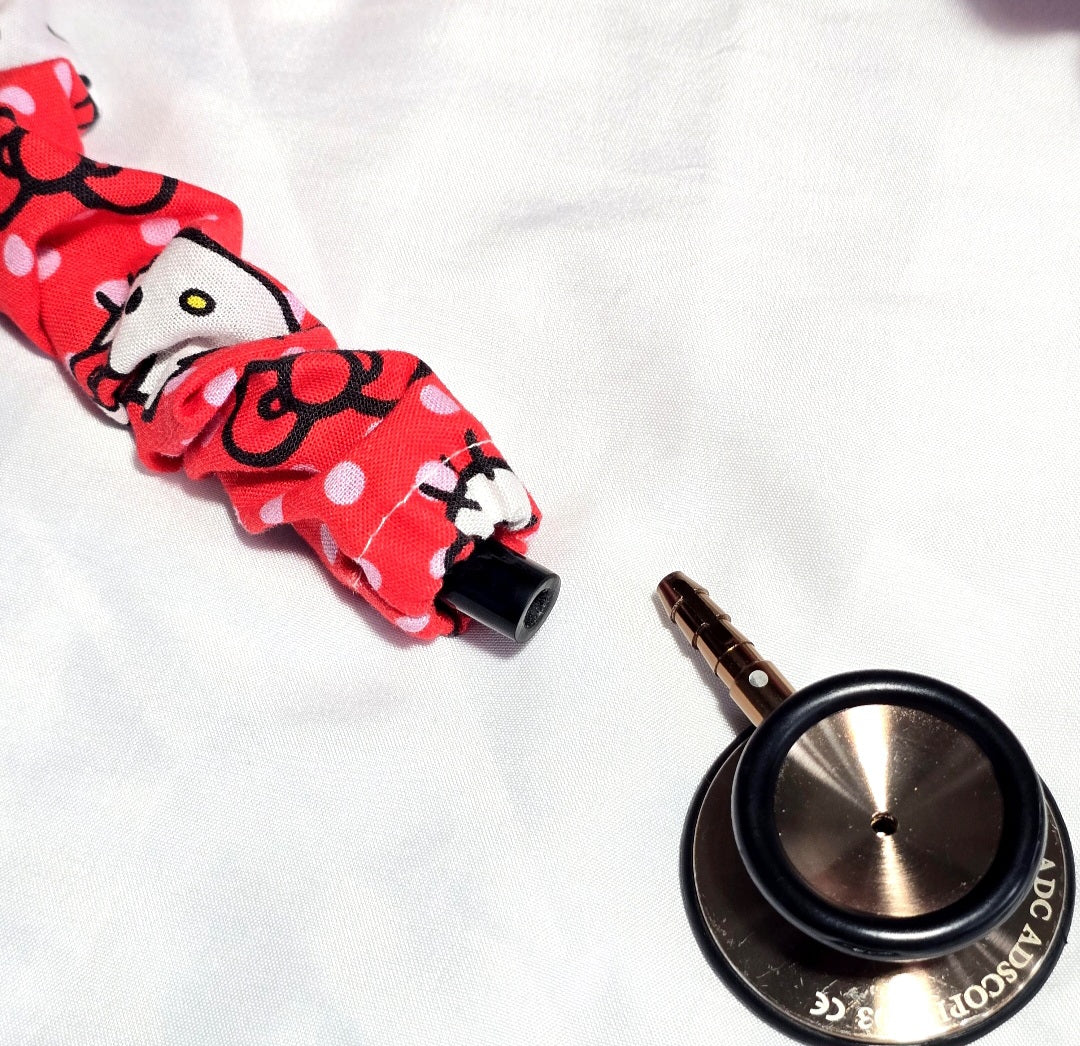 Handmade Red Cotton Hello Kitty Washable Stethoscope Sleeve Cover. Nurse's , Doctor's,  Rat's Gift Idea