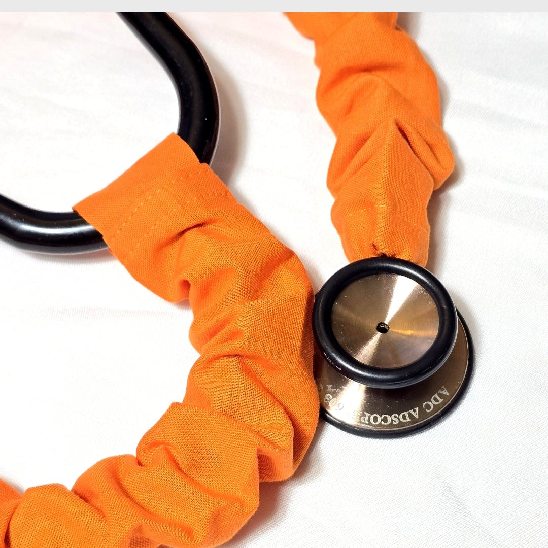 Handmade Vibrant Orange Cotton Stethoscope Cover – Washable Protective Sleeve for Nurses, Doctors & Nursing Students