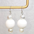 Handmade Navy Blue Wood Drop Dangling Bohemian Artistic Neutral Minimalist Earrings