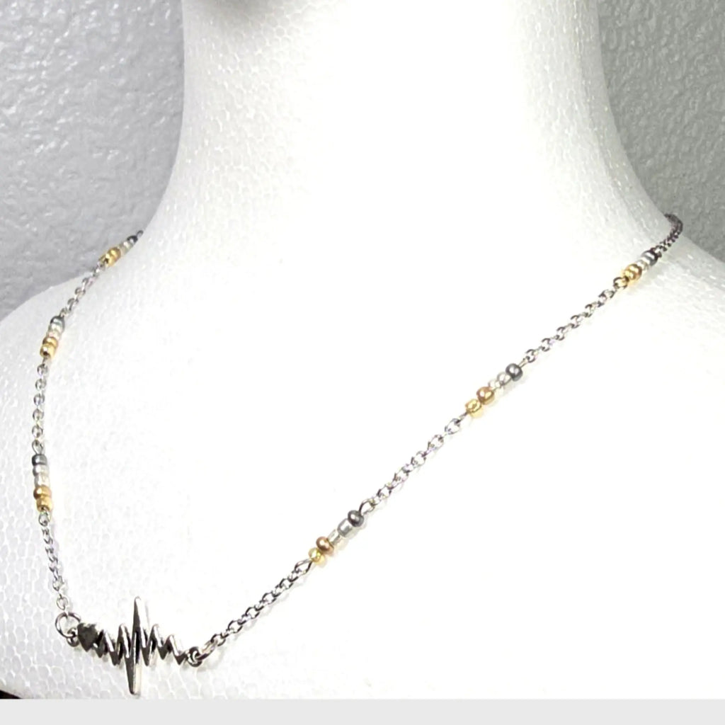 Nurse's Gift Under 50 dollars. Heartbeat EKG Pulse minimalist necklace