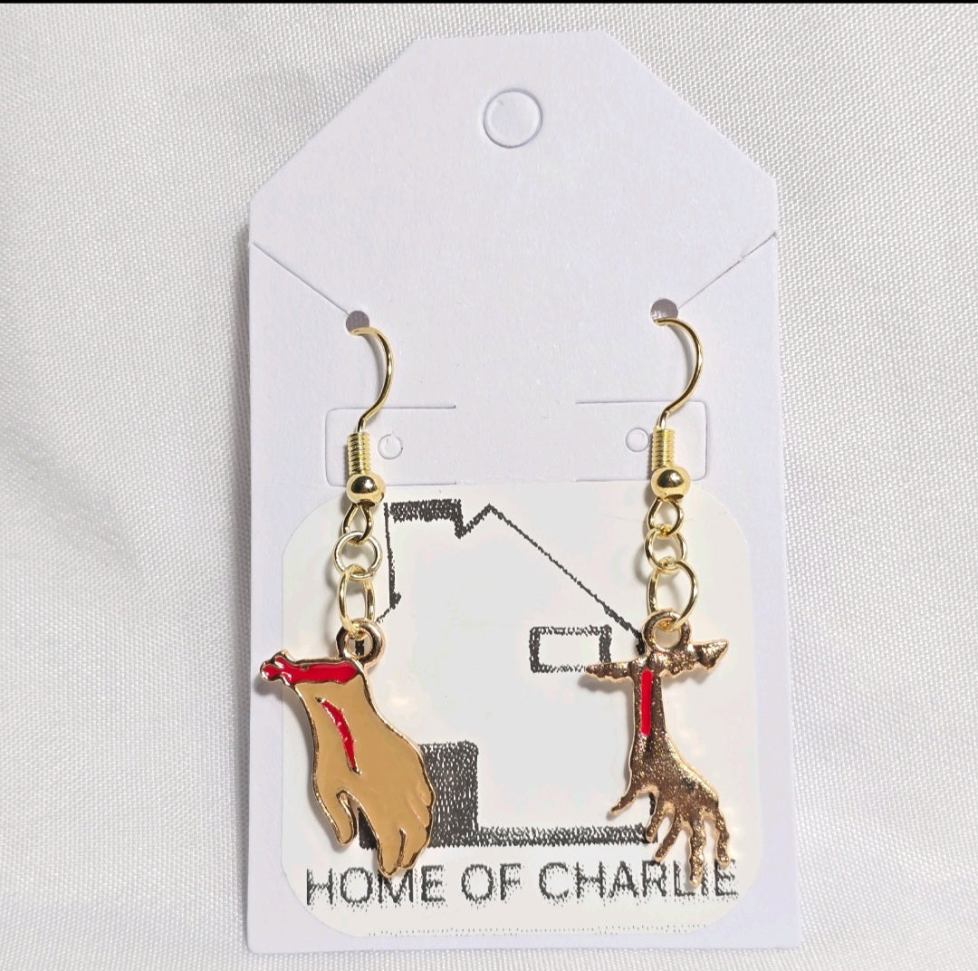 Mismatched Zombie Hands Halloween Dangling Earrings