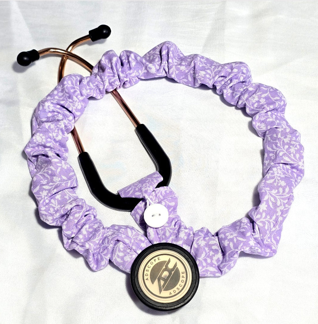 Handmade Purple Lavander Floral  Stethoscope Sleeve: Cotton Cover
