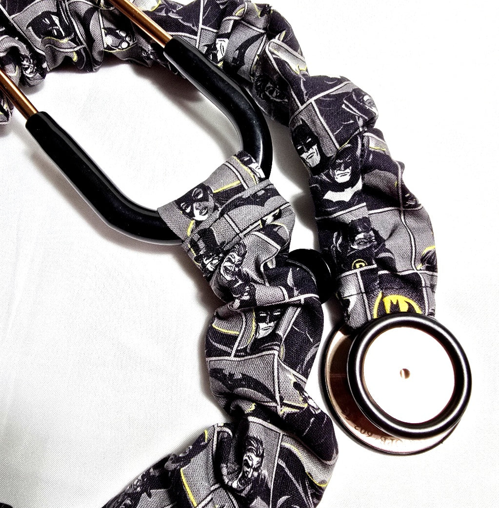 Handmade Gray Batman Superhero Stethoscope Cover: Washable, Cotton, Protective, Unisex, Best Nurse Gift Idea