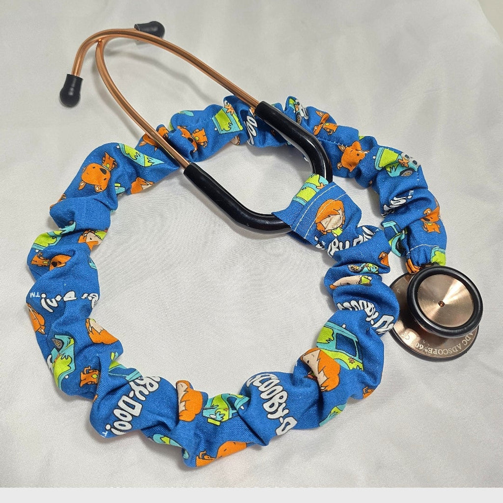 Handmade Colorful Blue Scooby-Doo Stethoscope Sleeve: Washable Colorful Cotton Cover