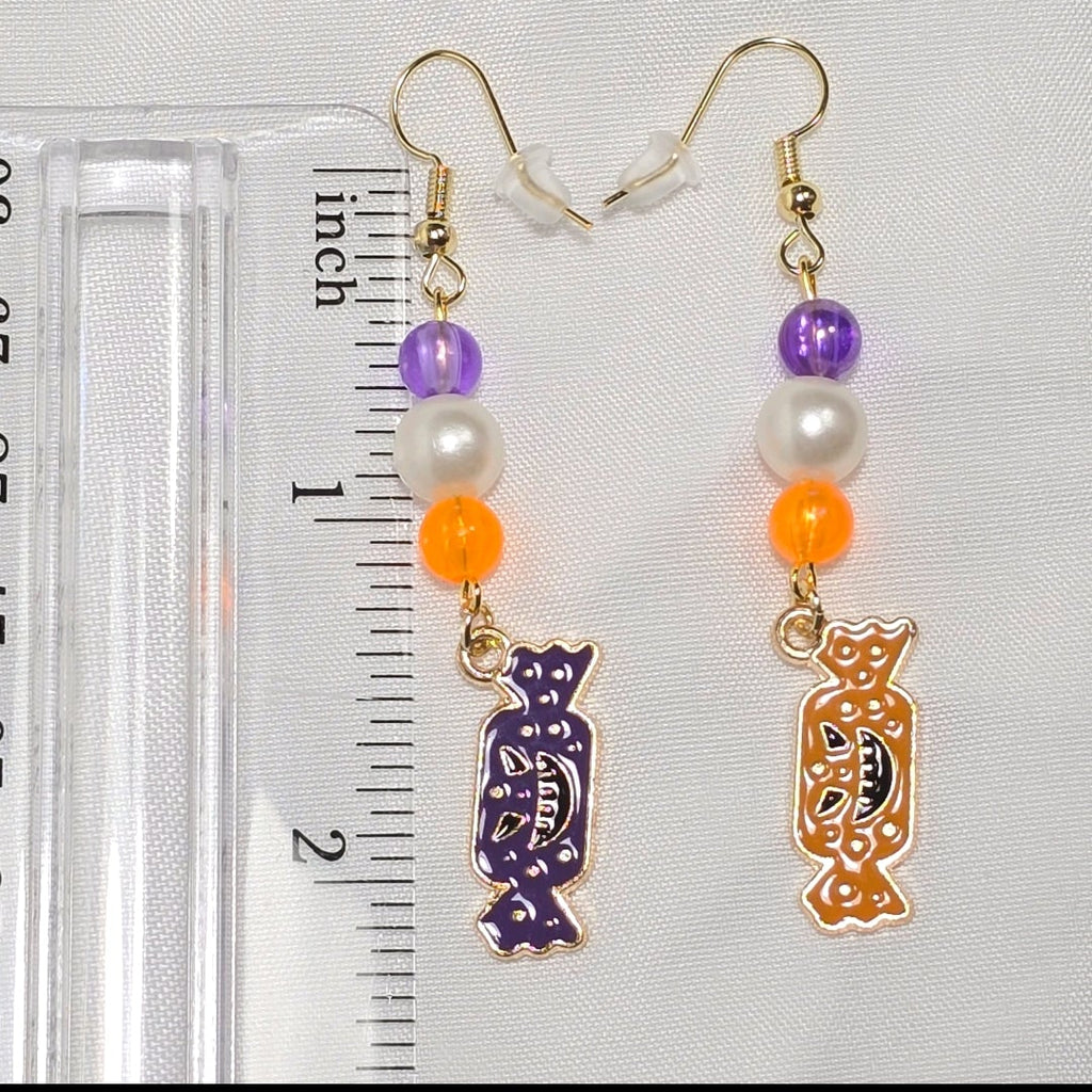 Mismatched Halloween  Whimsical Trick or Treat Candy Drop Earrings