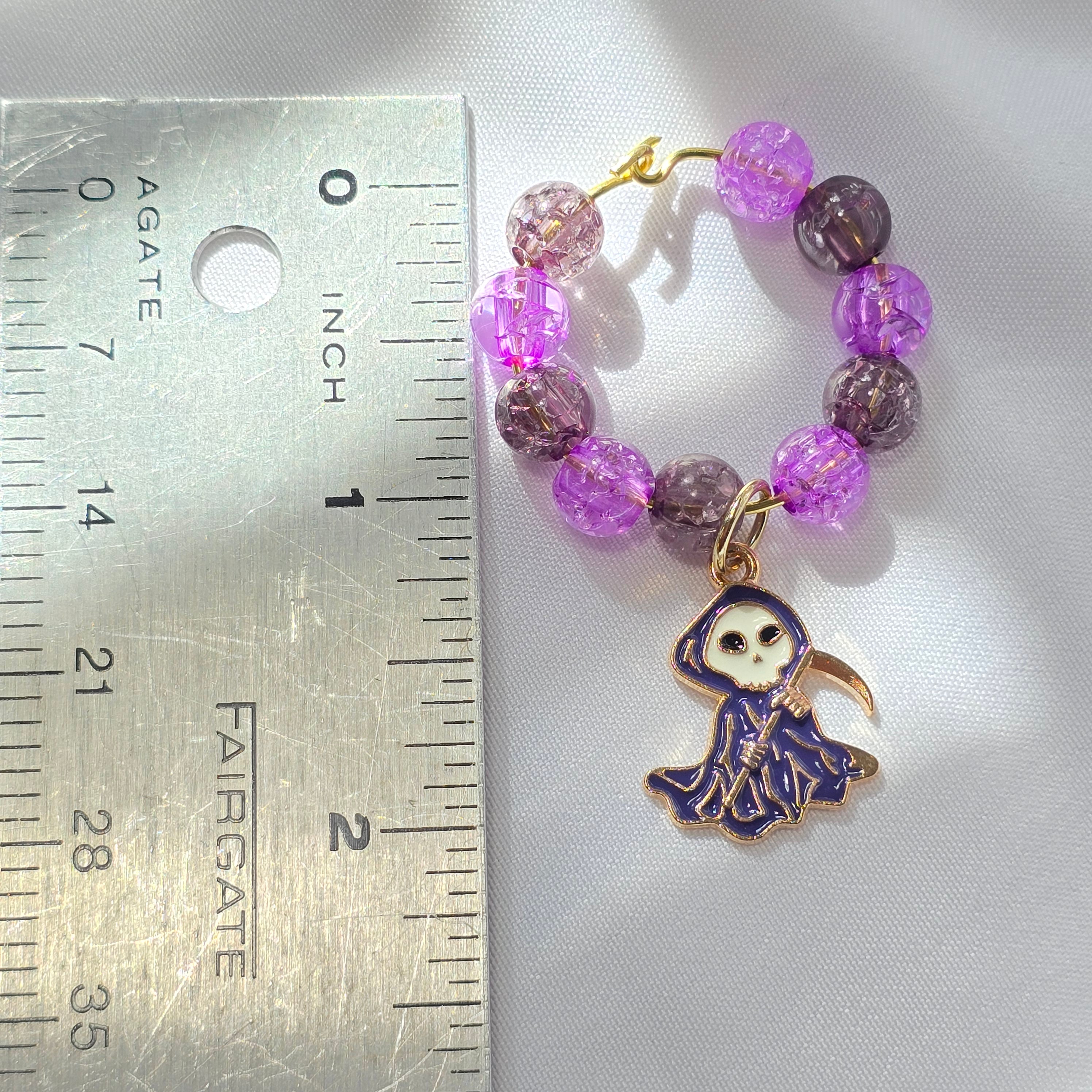 Set of 8 Colorful Halloween-themed Beaded Wine Glass Charms: Halloween Party Decor