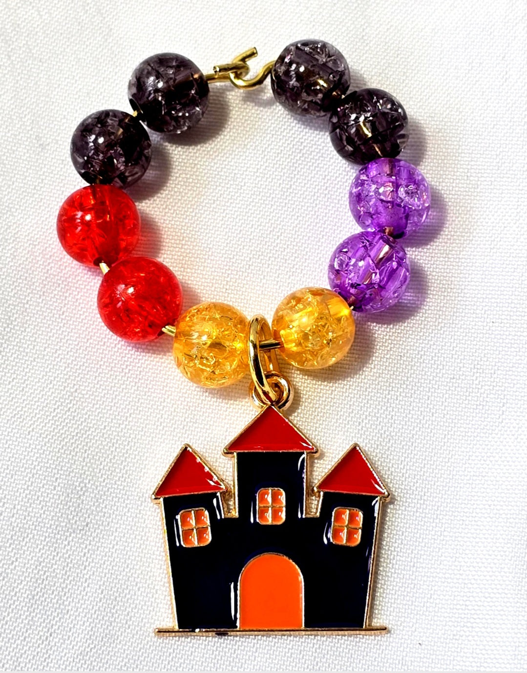 Set of 8 Colorful Halloween-themed Beaded Wine Glass Charms: Halloween Party Decor