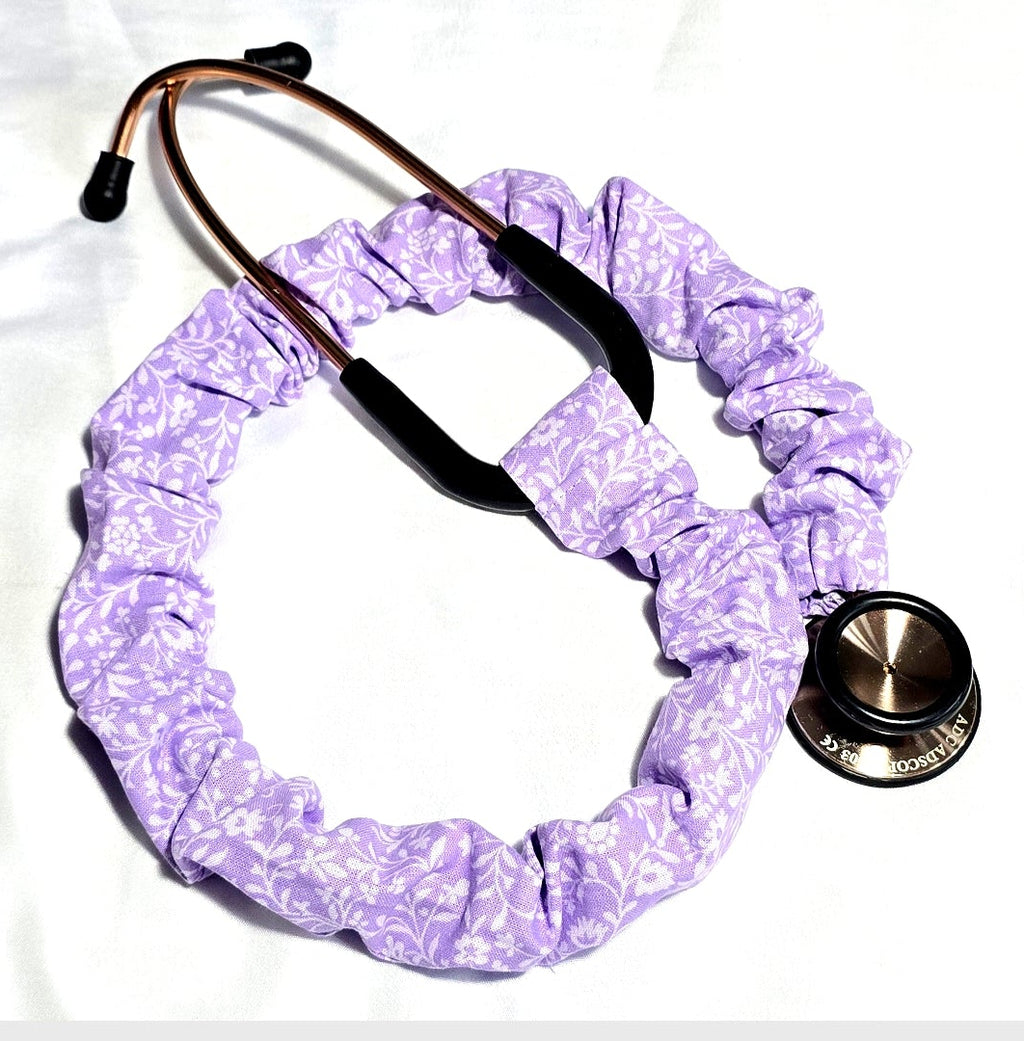 Handmade Purple Lavander Floral  Stethoscope Sleeve: Cotton Cover