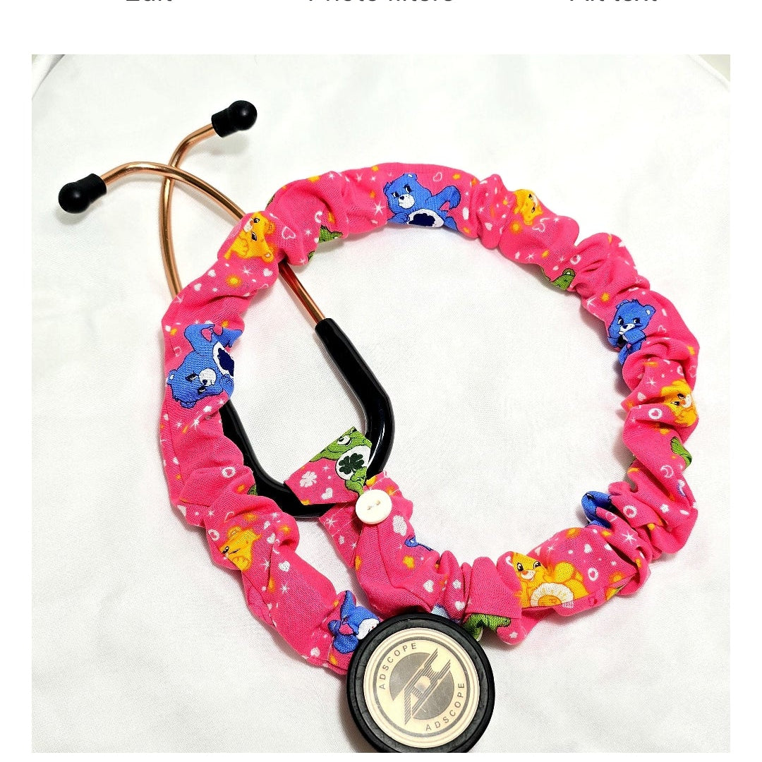 Handmade Vibrant Pink Care Bear Stethoscope Cover - Cotton Accessory