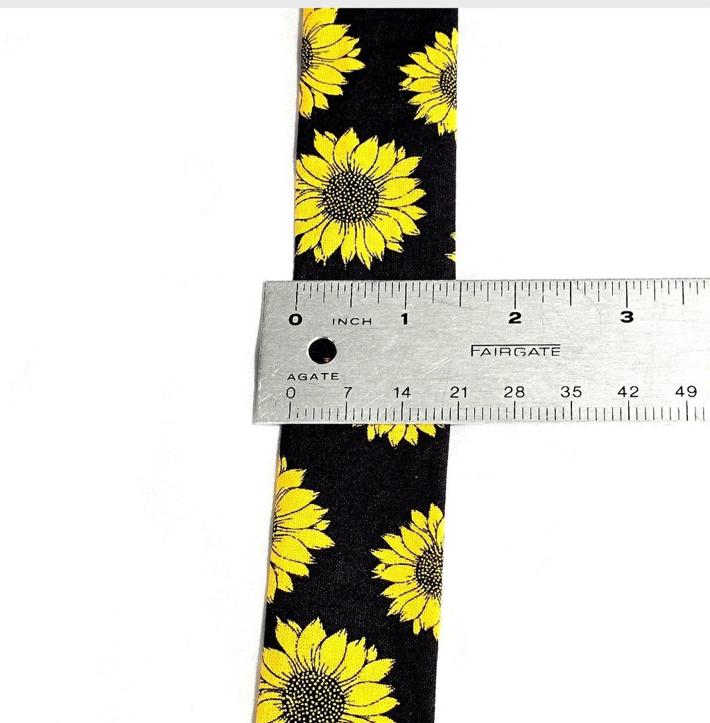 Sunflower Print Stethoscope Cover Scrunchie - Black & Yellow