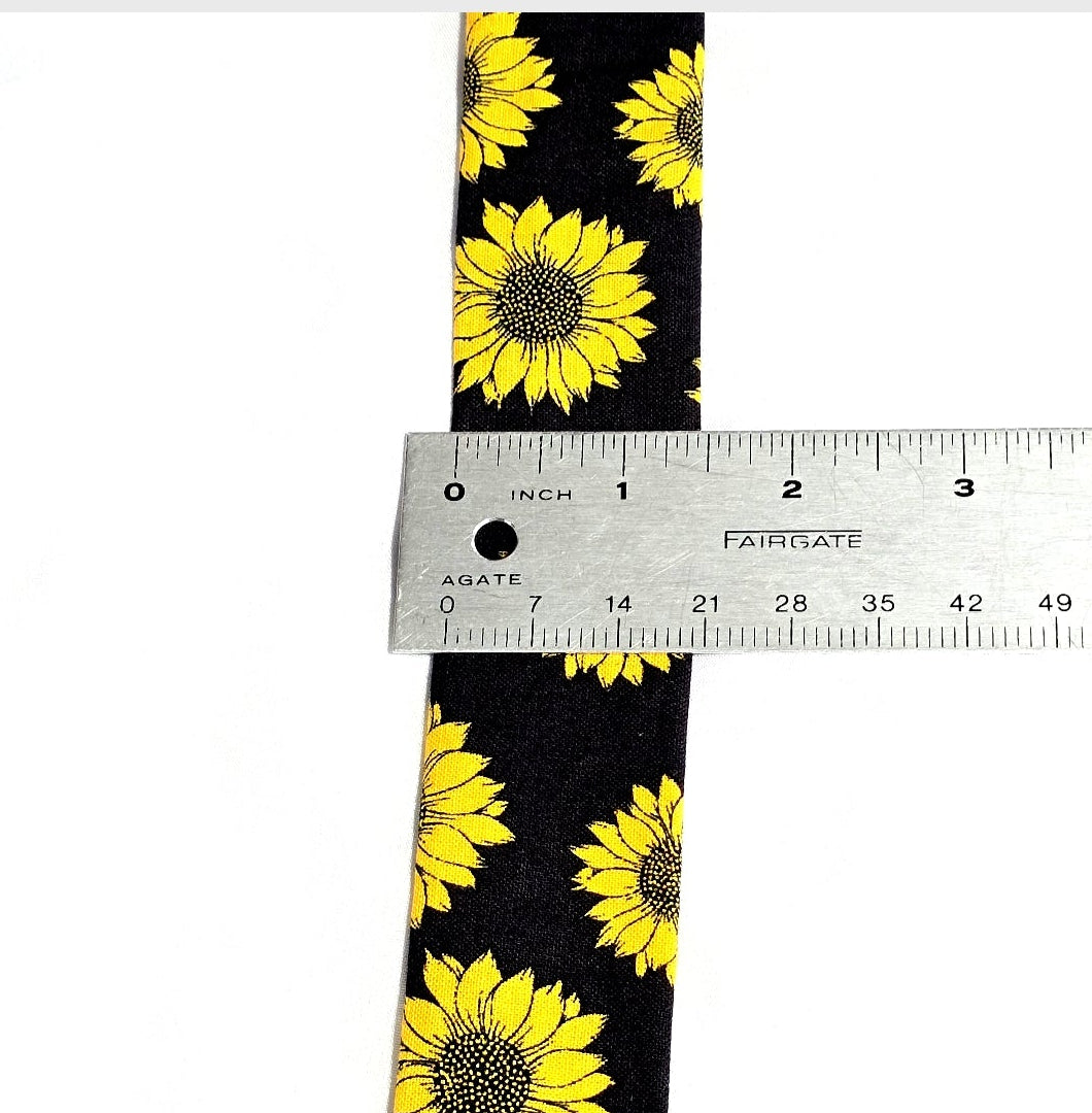 Sunflower Print Stethoscope Cover Scrunchie - Black & Yellow