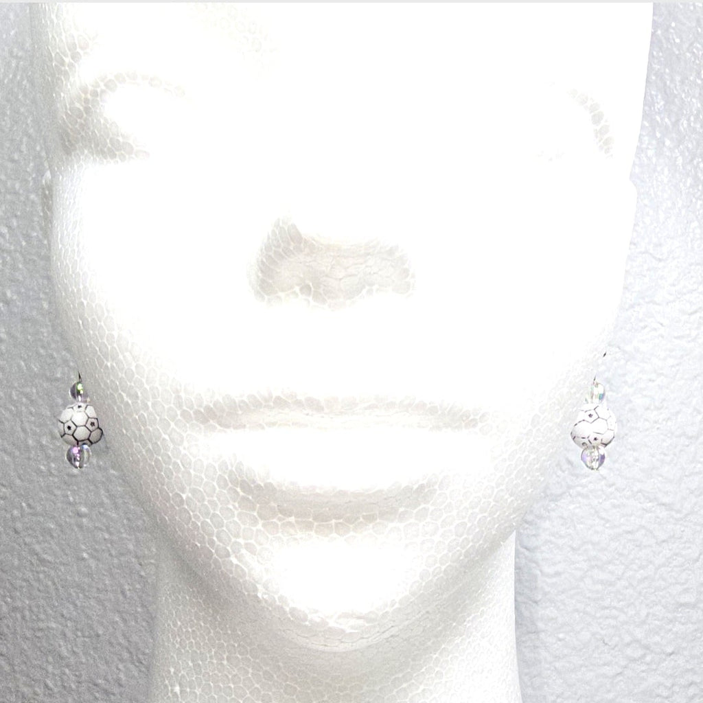 Soccer Ball Acrylic Beaded Sporty Fashion Dangling Drop Earrings. Soccer player, fan, cheerleaders, mom