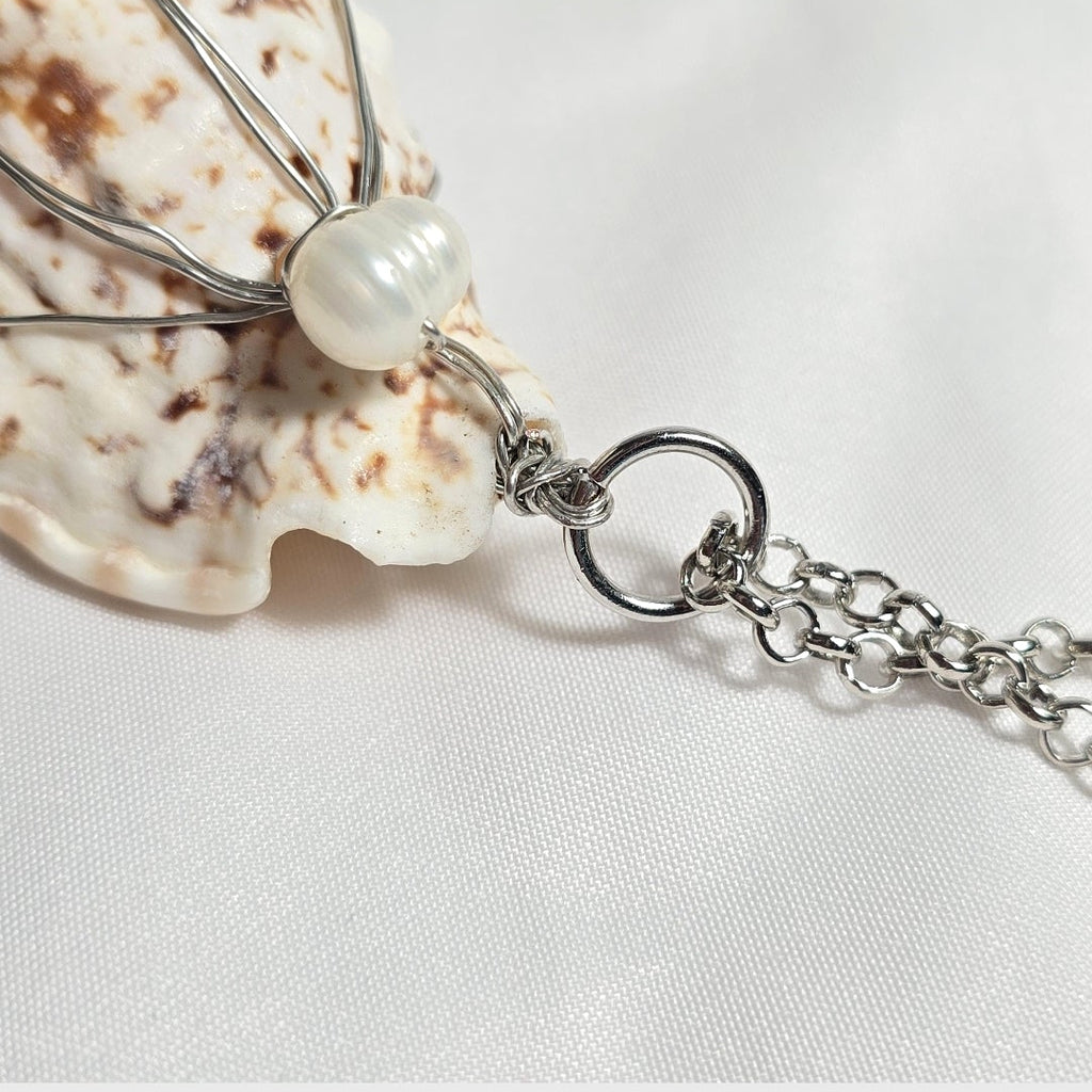Handmade Wired Natural Conch Shell Super Long Necklace Boho Beach Summer Staple Necklace