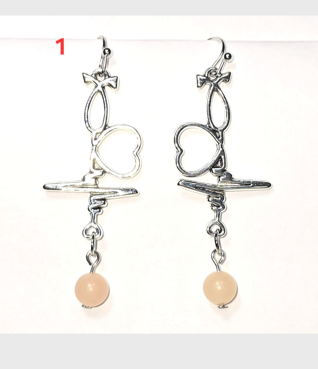 Healthcare Professionals,  Nurse's Gift Idea under 50 dollars. Adventurine Beaded Drop Earrings